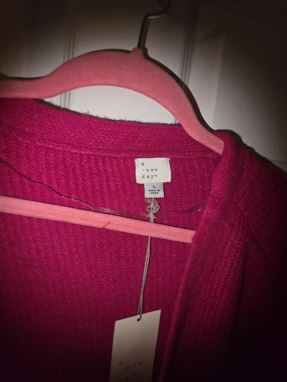 Long Fuchsia Button-Front Women's Cardigan Sweater Size L Large TARGET NWT